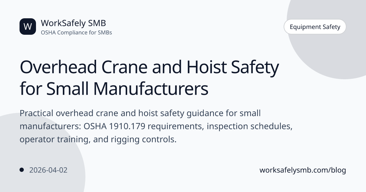 Overhead Crane and Hoist Safety for Small Manufacturers | WorkSafely Blog