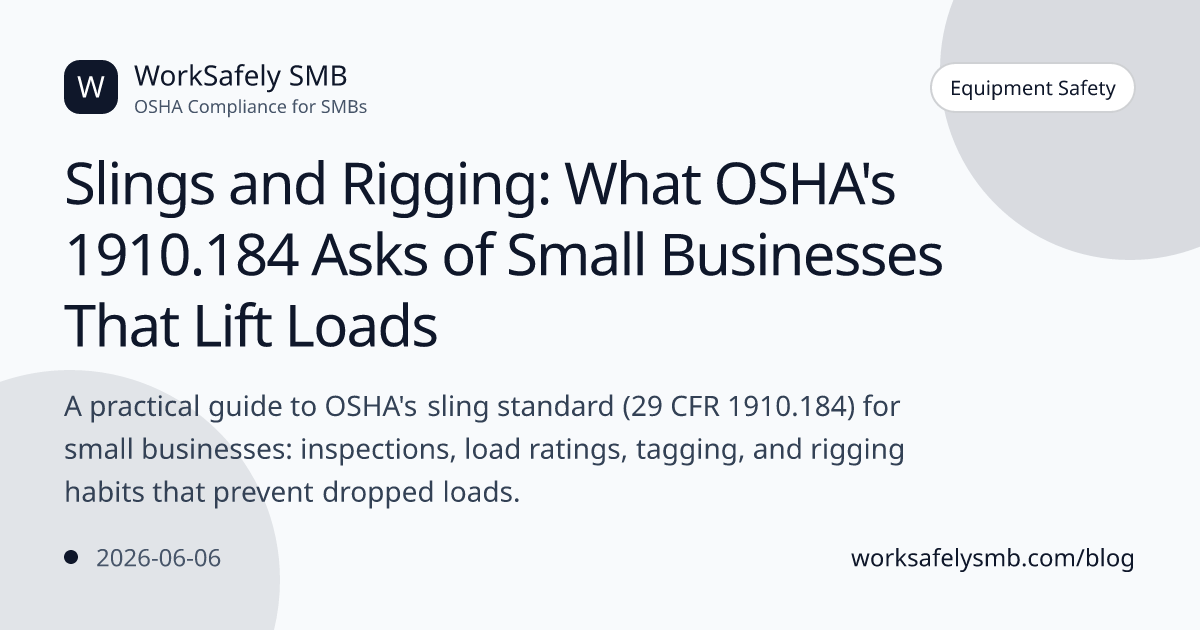 Slings and Rigging: What OSHA's 1910.184 Asks of Small Businesses That ...